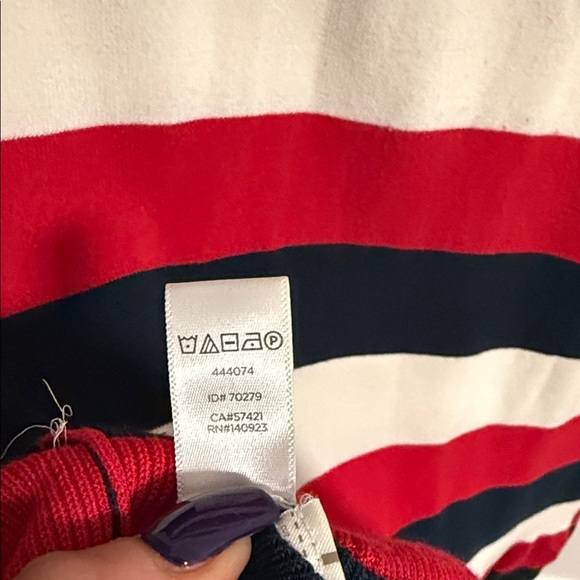 LOFT womens Dress with Red, Navy, and White Stripes - Picture 6 of 8